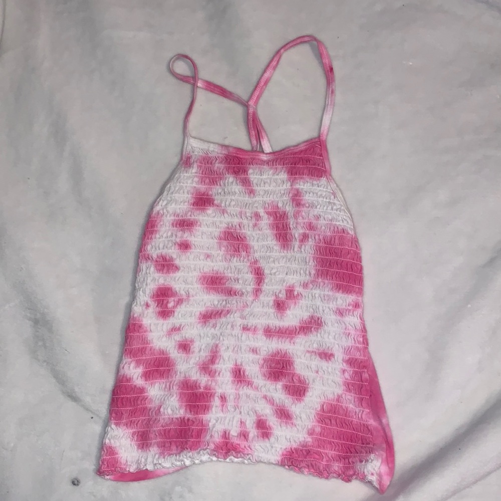 Pink and White Tye Dye Tank Top